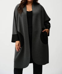 Joseph Ribkoff Scuba Jersey Straight Cover-up Coat in black - women's jacket