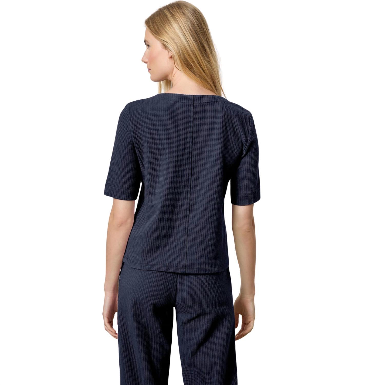 Lilla P - Zippered Elbow Sleeve Crewneck Top