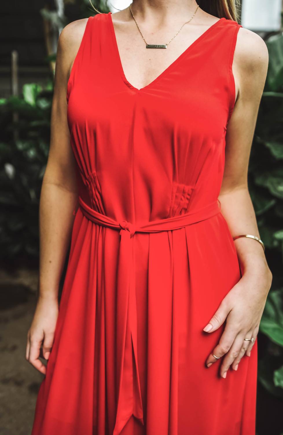 Riley V-Neck Pleated Maxi Dress