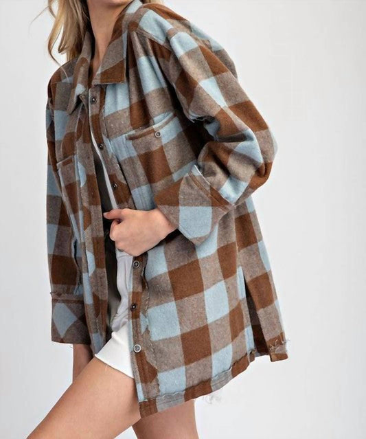 Ee:Some - Checker Print Button Down Shacket