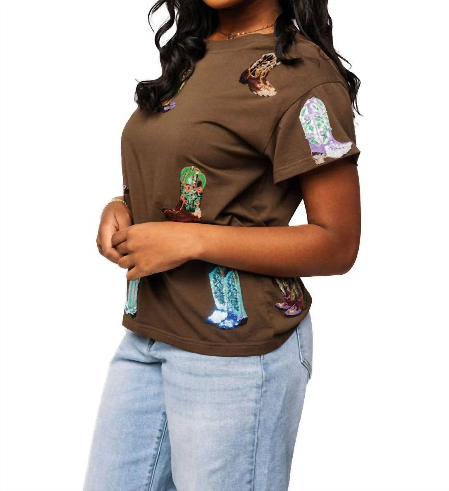 Queen Of Sparkles - Cowboy Boot Tee