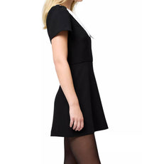 FRENCH CONNECTION Azra Combo Carey Short Sleeve Collar Dress in black white - women's dress - detail view