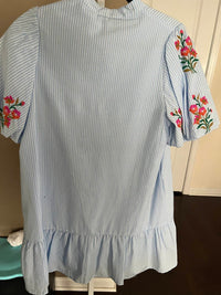 Thml - Women's Embroidered striped puff sleeve dress