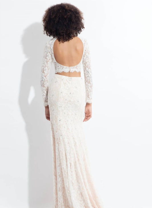 Rachel Allan - Lace Floral Two-piece Mermaid Gown