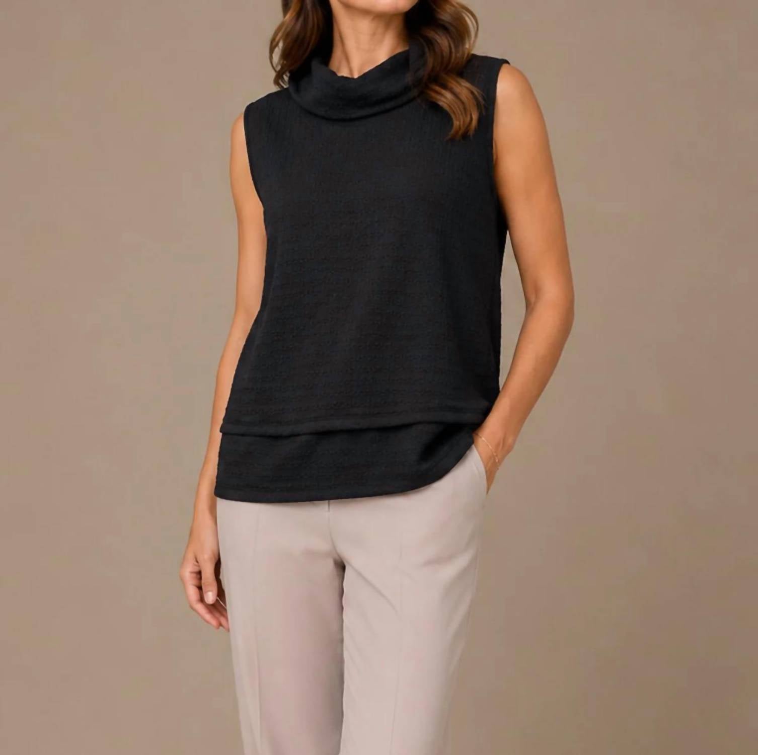 Pure Essence - Sleeveless Tunic With Cowl Neck
