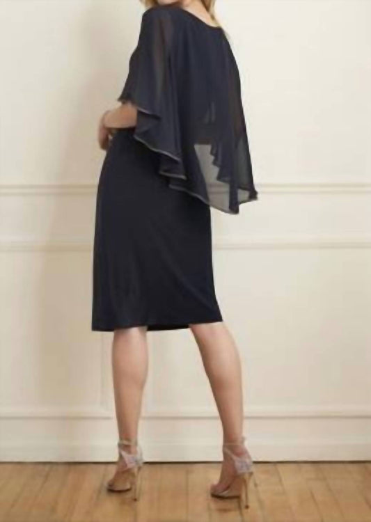 Joseph Ribkoff - Diamante Trim Cape Dress
