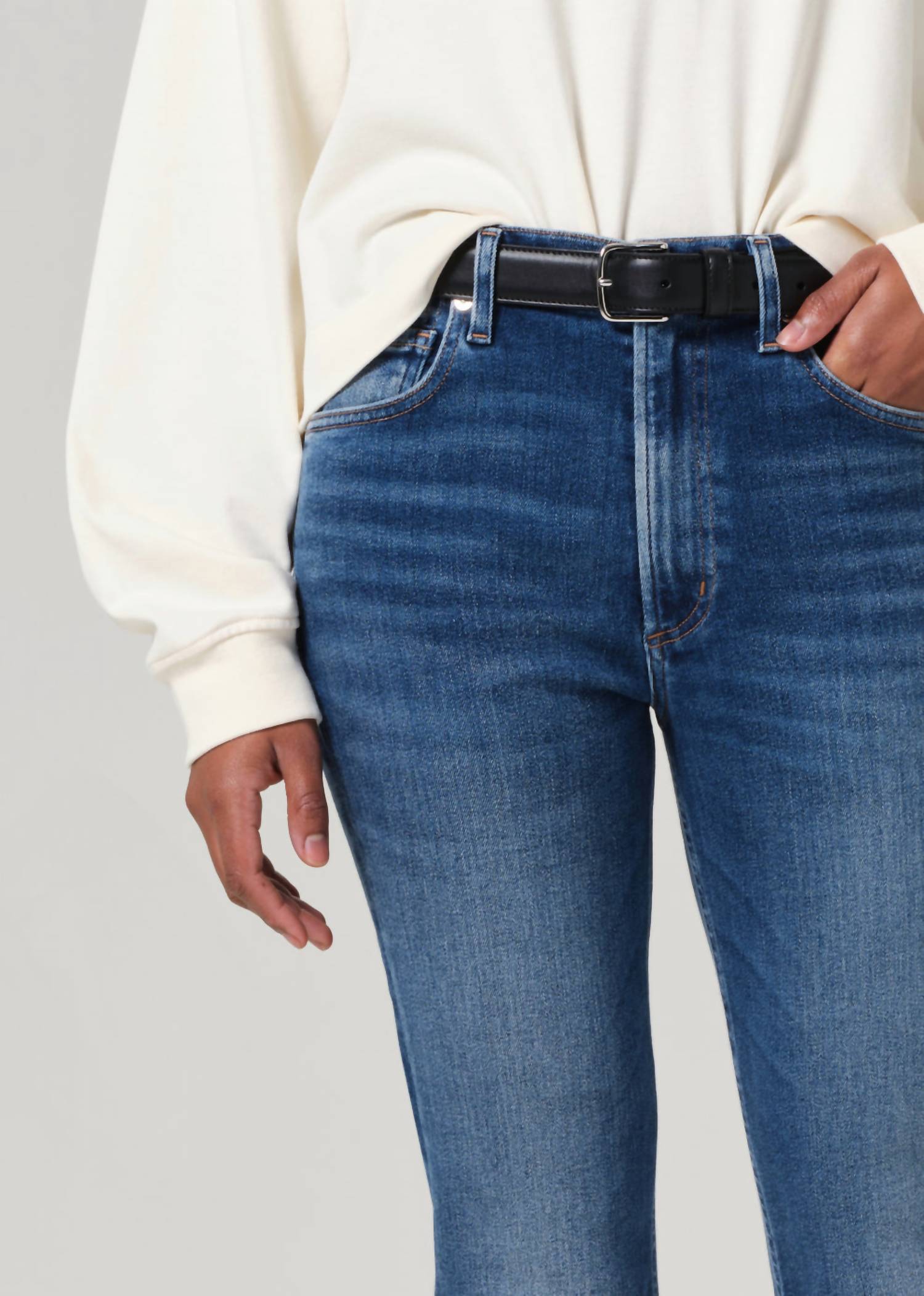 Citizens of Humanity Isola Mid Rise Cropped Boot Jean in blue - women's jeans - alternate view