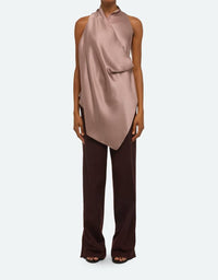 HELMUT LANG Drape Silk Satin Cowl Top in tea rose - women's blouse - view 4