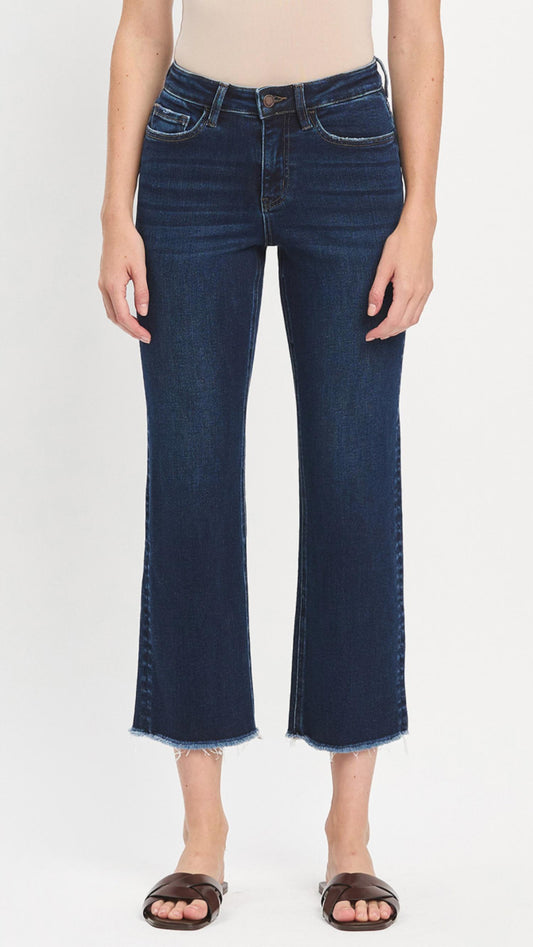 Lovervet - High Rise Frayed Bottom Straight Jeans