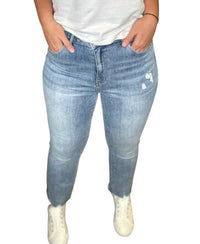 Risen - Women's High Rise Raw Hem Straight Leg Jeans