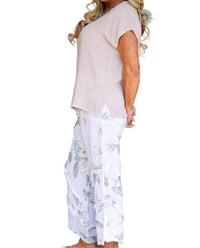 Look Mode Usa - Gauze Linen V Neck Linen Top