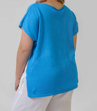 Mat Fashion - Knitwear Short Sleeve Sweater - Plus