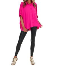Day + Moon - Women's Fingers Crossed Oversized Button Down Top