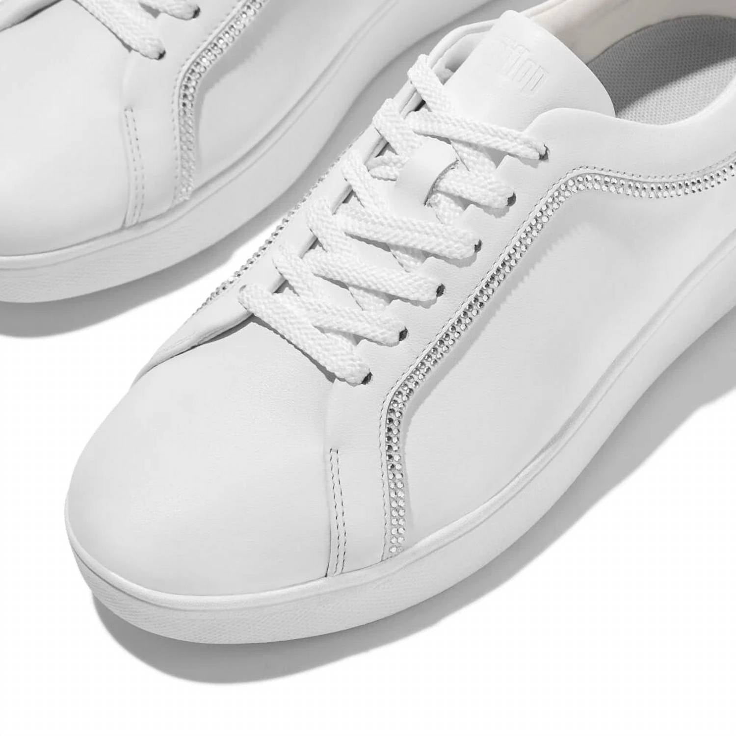 Fitflop - Women's Rally Crystal-trim Leather Sneakers