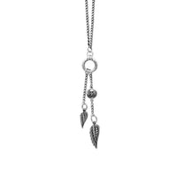 King Baby Studio - Women's Fine Curb Necklace With Sliver Ring And Wing Drops
