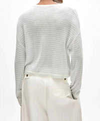 White + Warren - Cashmere Striped Sweatshirt