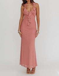 One & Only - Rosey Ruffle Front Maxi Dress