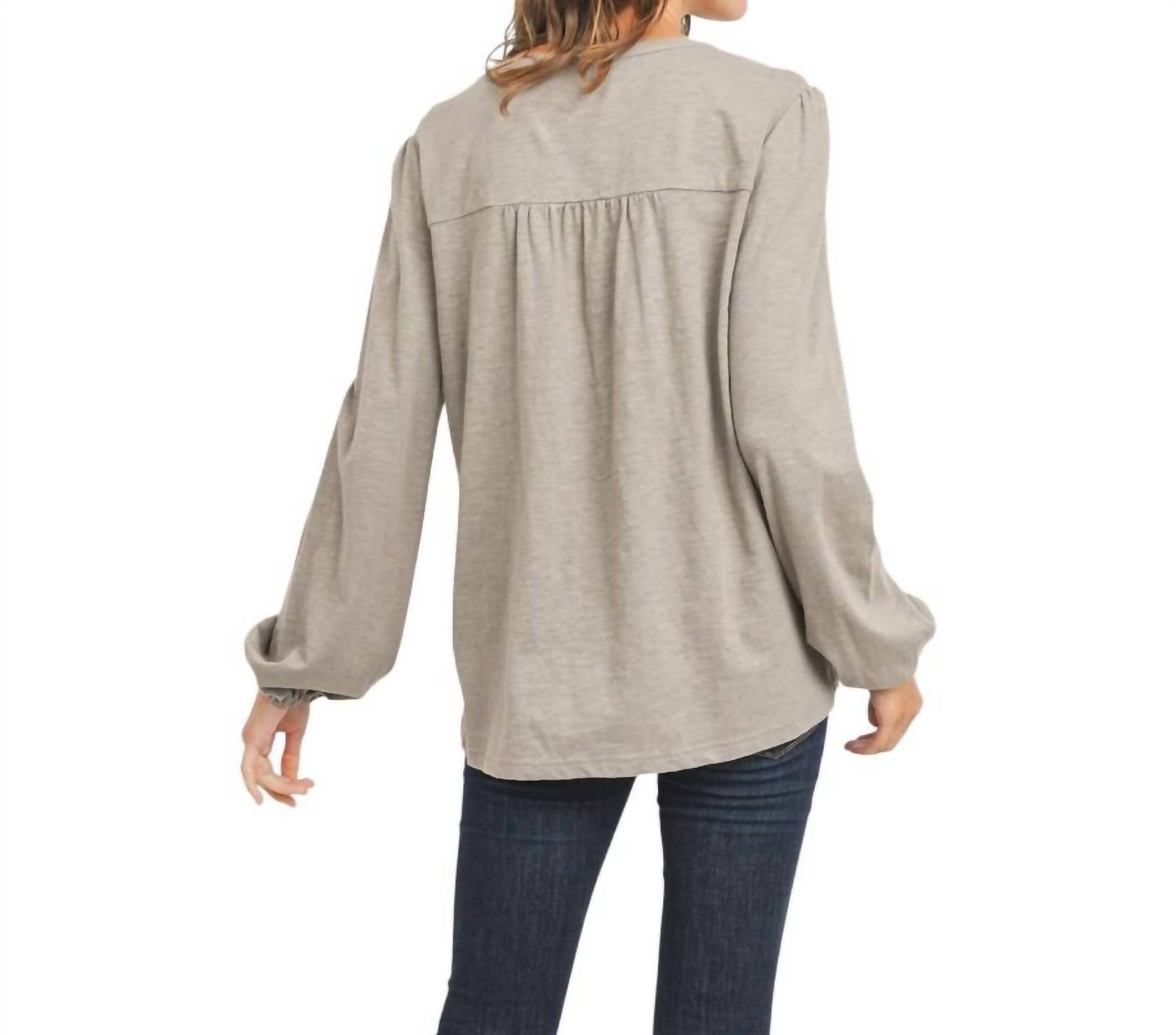 Cotton Bleu - Casual Pintuck Knit Top