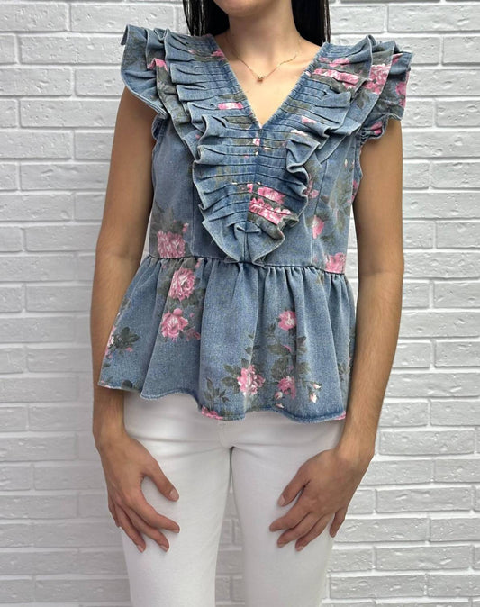 Bibi - Harlow V-neck Denim Top