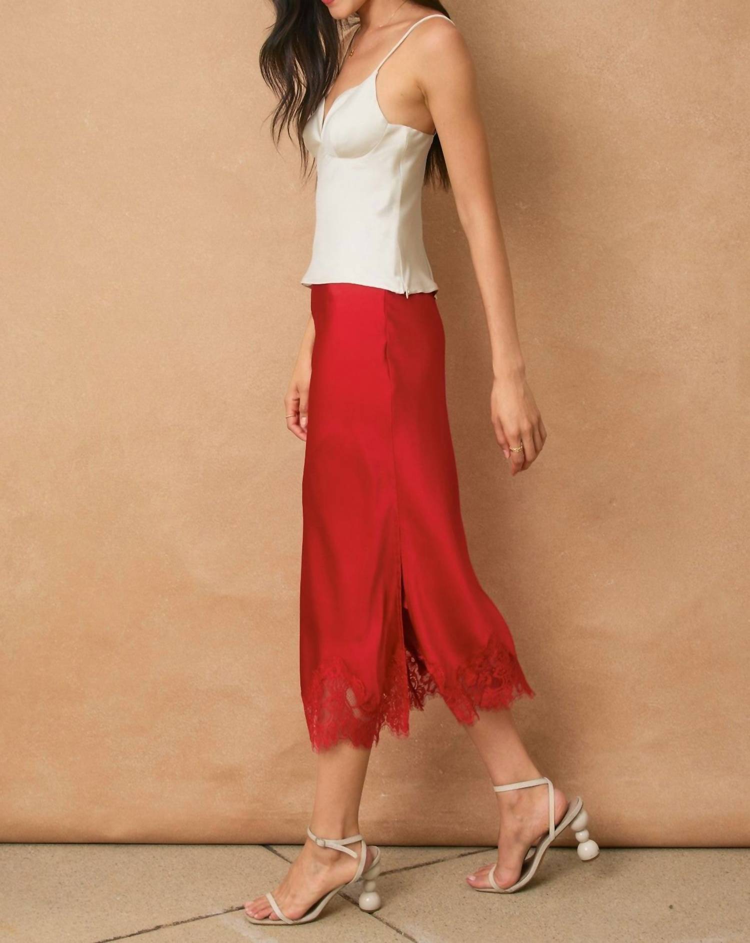 Dress Forum - Sofia Lace Satin Midi Skirt
