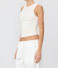 Eterne Sleeveless Crewneck Tank Top in ivory - women's tank top - alternate view