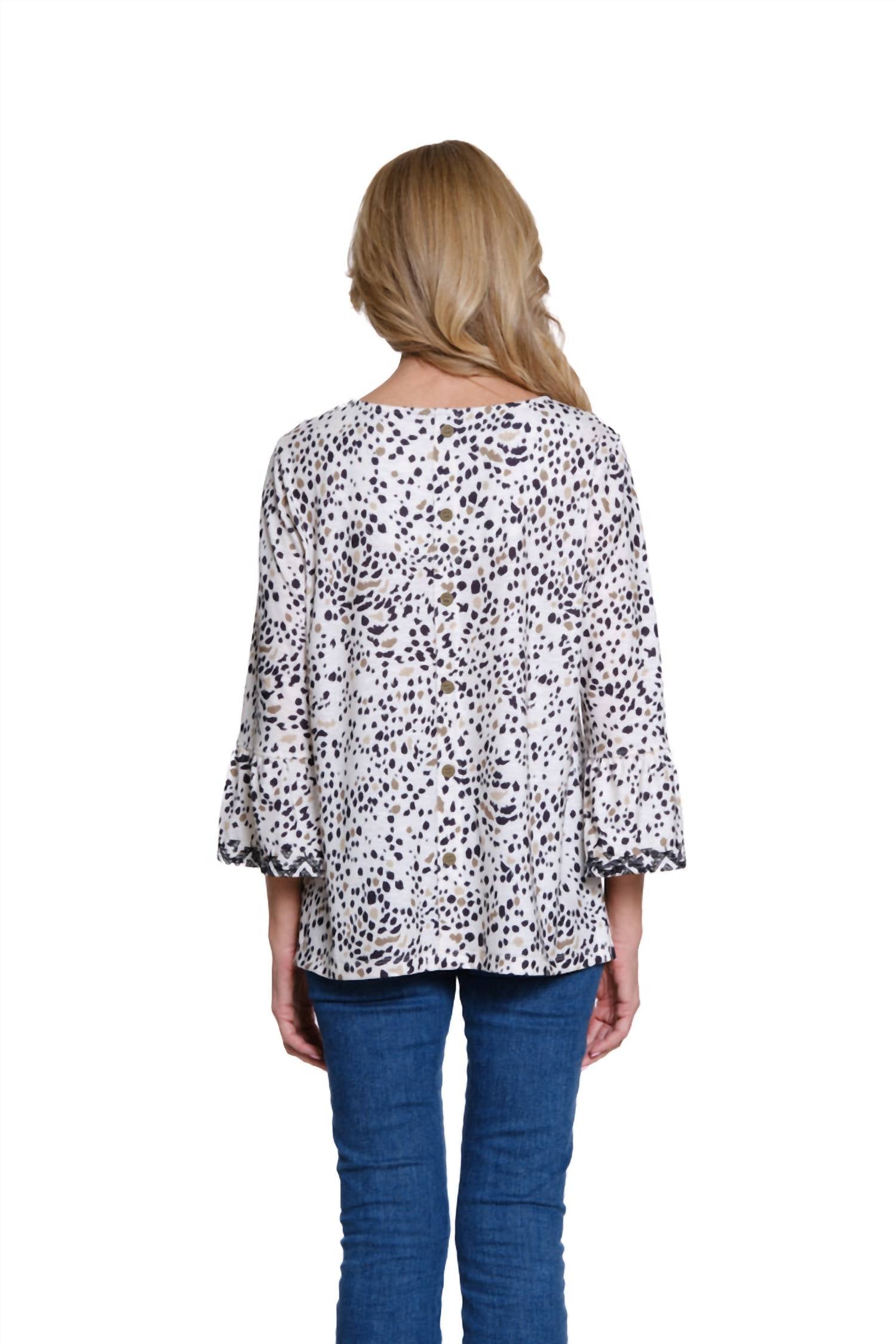 Multiples - Flounce Sleeve Crewneck Top - Plus
