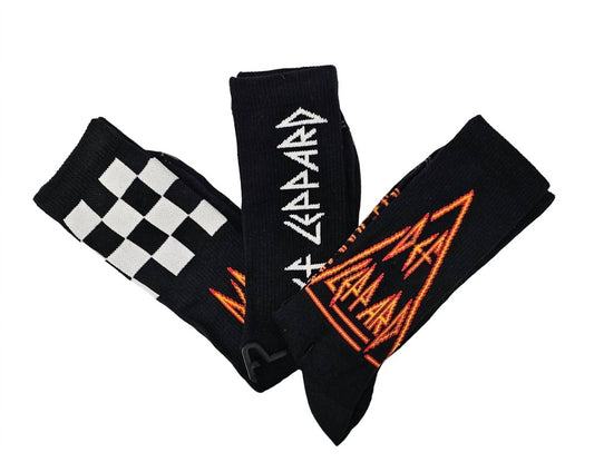 Perri’S Socks - Men's 3-Pair Def Leopard Logo Crew Socks