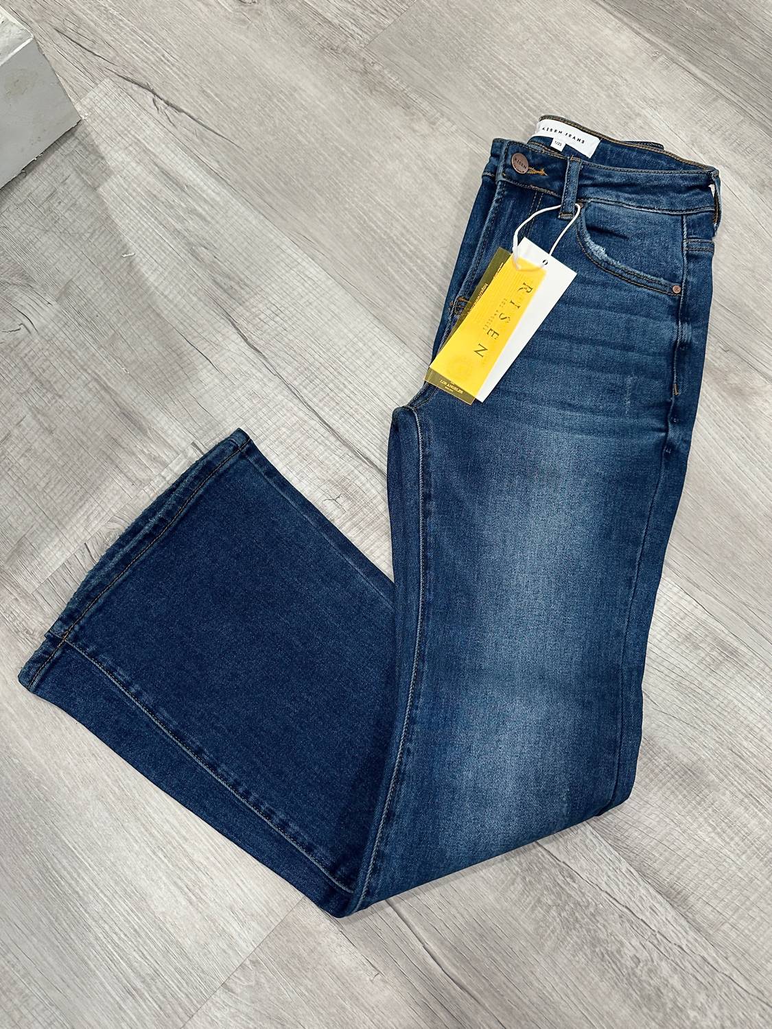 Risen - Non Distressed High Rise Ankle Flare Jeans