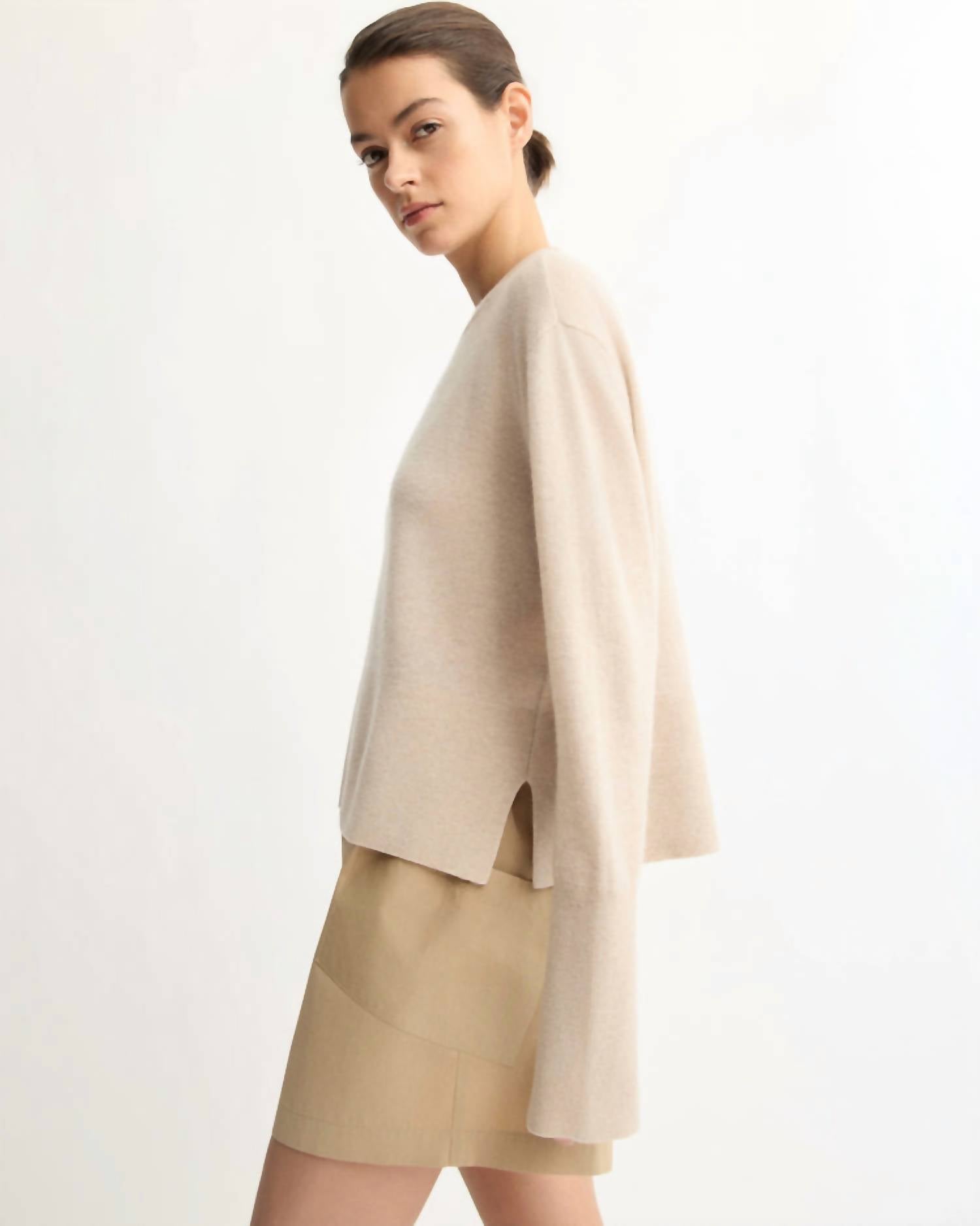 Arlo Mott Warren Crew Neck Sweater in beige - women's sweater - alternate view