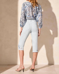 Tribal - Sophia Mid Rise Embroidered Capri Jeans