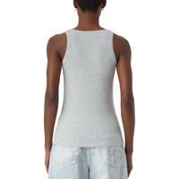CLOSED Women's Pure Cotton Tank Top in light grey melange - women's tank top - detail view