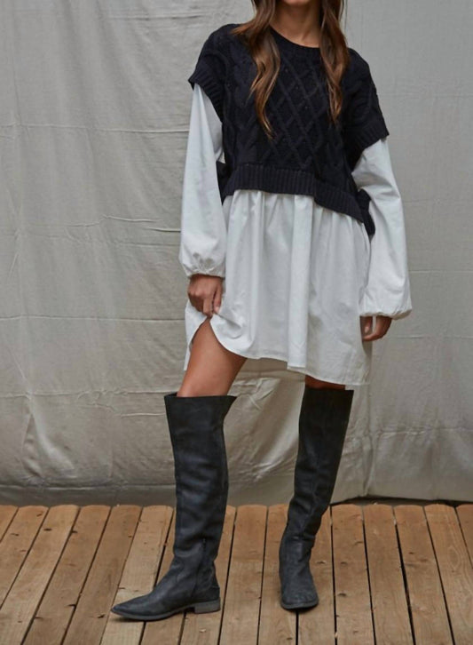 By Together - Knit Sweater Shirt Flare Mini Dress