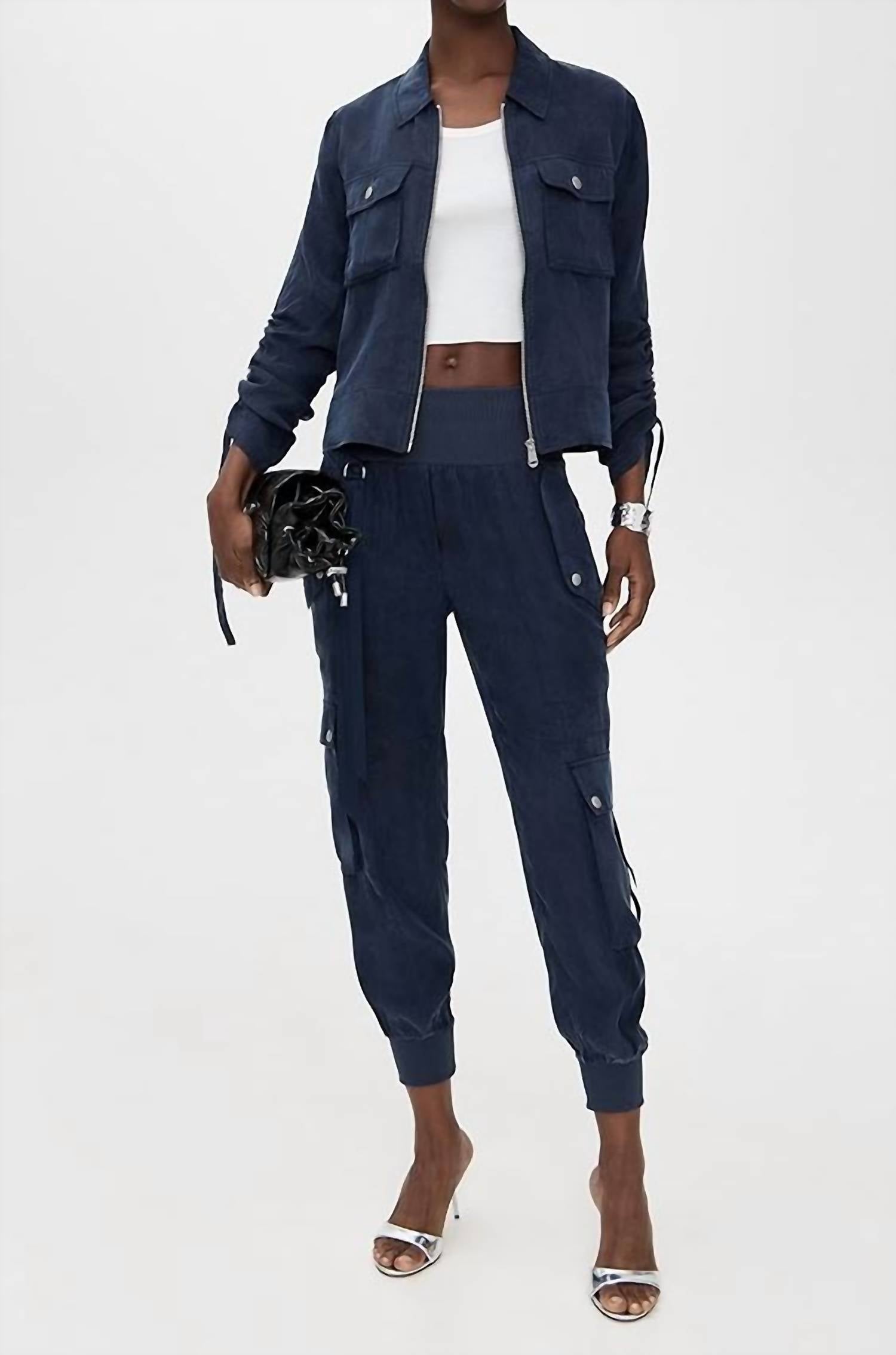 cinq a sept Dale Washed Twill Jacket in navy 1 - women's jacket - view 5