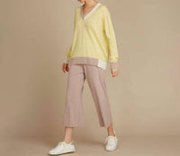 Autumn Cashmere Color Block V Sweater in banana combo - women's sweater - alternate view