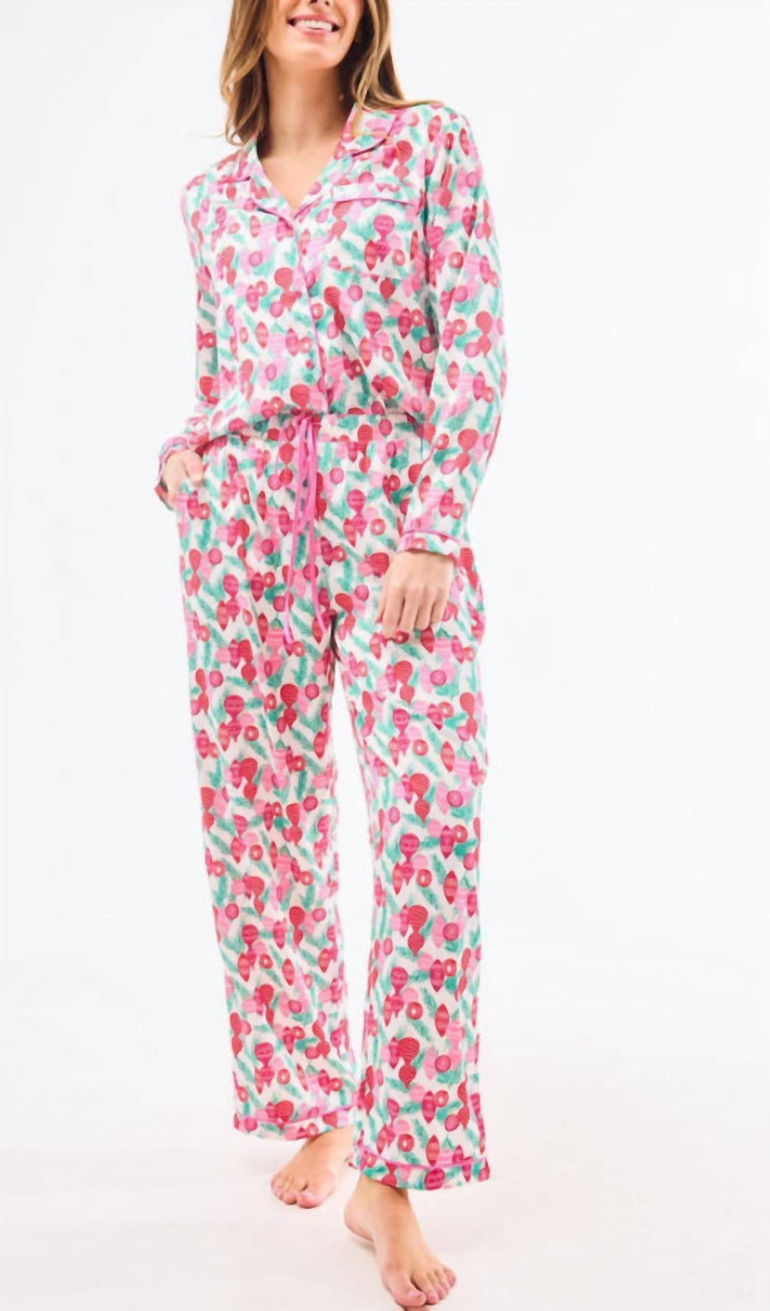 Mary Square - Tree Charlotte Trim Pajama Pant Set