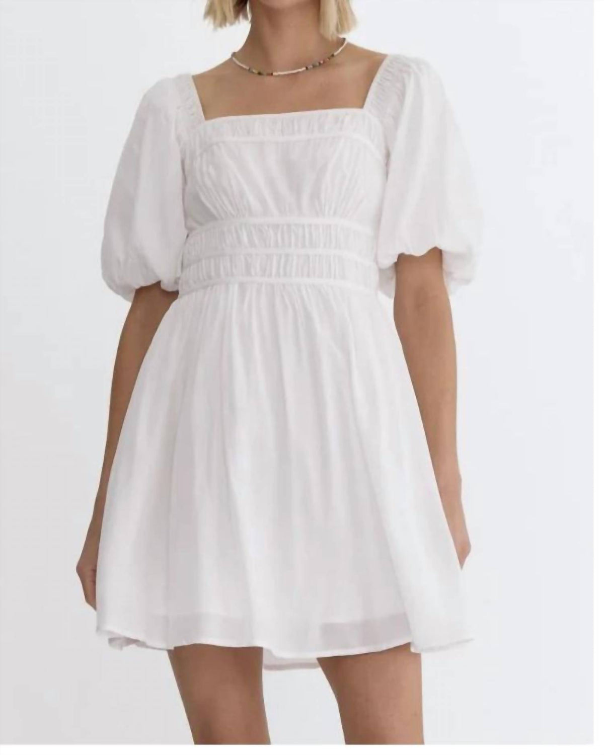 Entro - Puff Sleeve Poplin Mini Dress