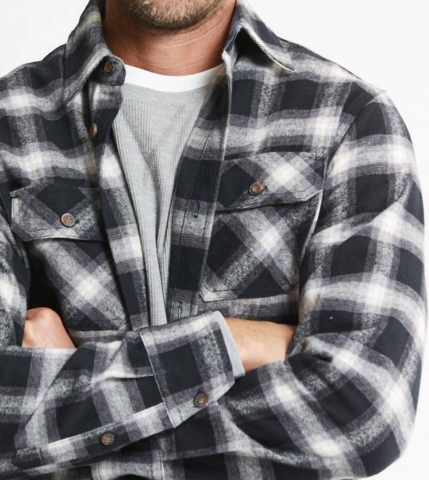 Jachs New York - Brawny Flannel Thermal Crewneck Shirt - 2-pack