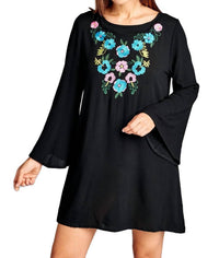 Velzera - Floral Embroidered Mini Dress - Plus