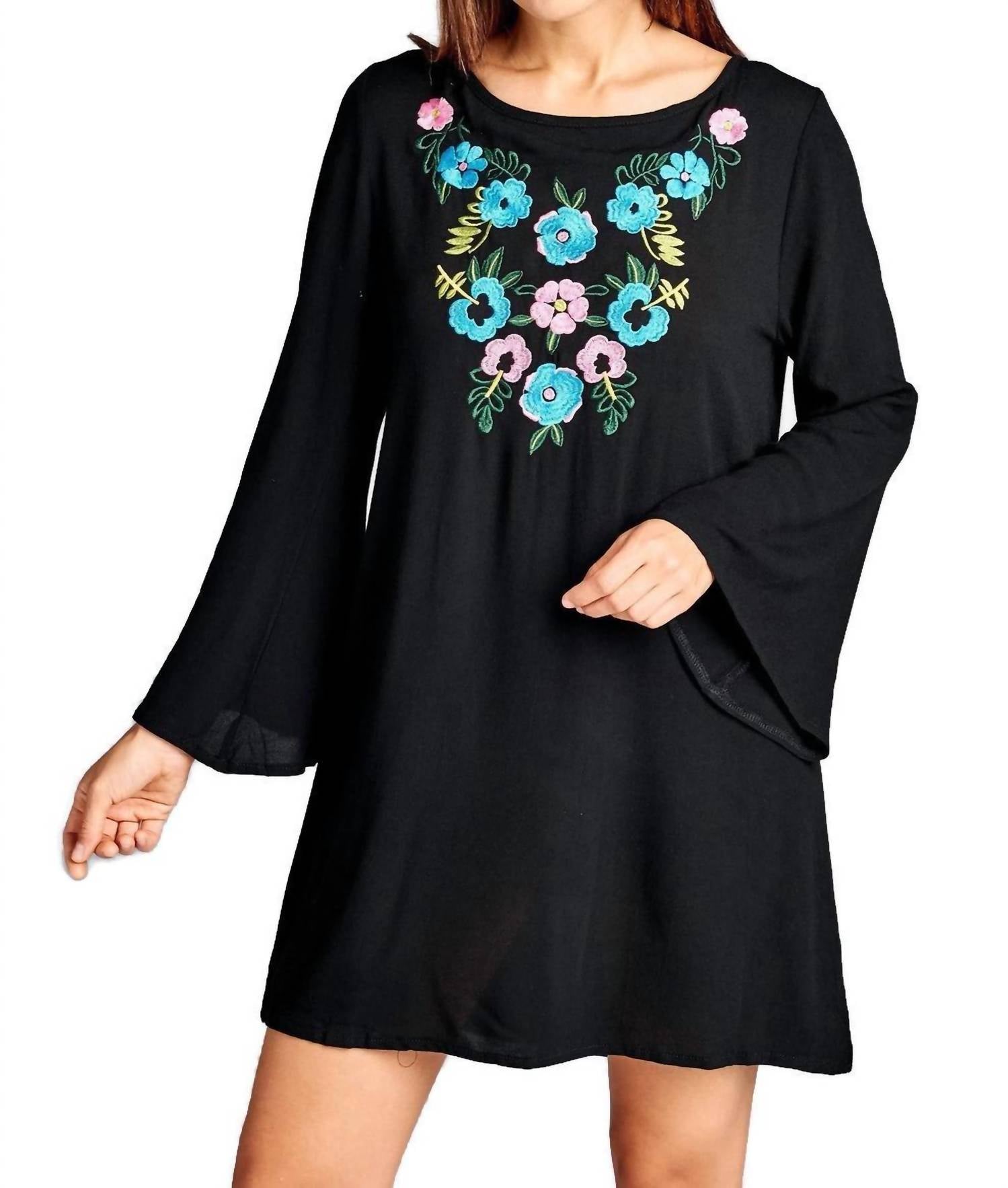 Velzera - Floral Embroidered Mini Dress - Plus
