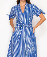 Meet Me In Santorini - Azure Lace Shirt Midi Dress