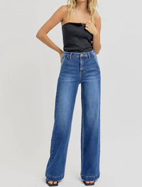 Risen - High-rise Wide-leg Slanted Pocket Western Jeans