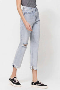 Vervet By Flying Monkey - Super High Relaxed Cuffed Straight Leg Jeans