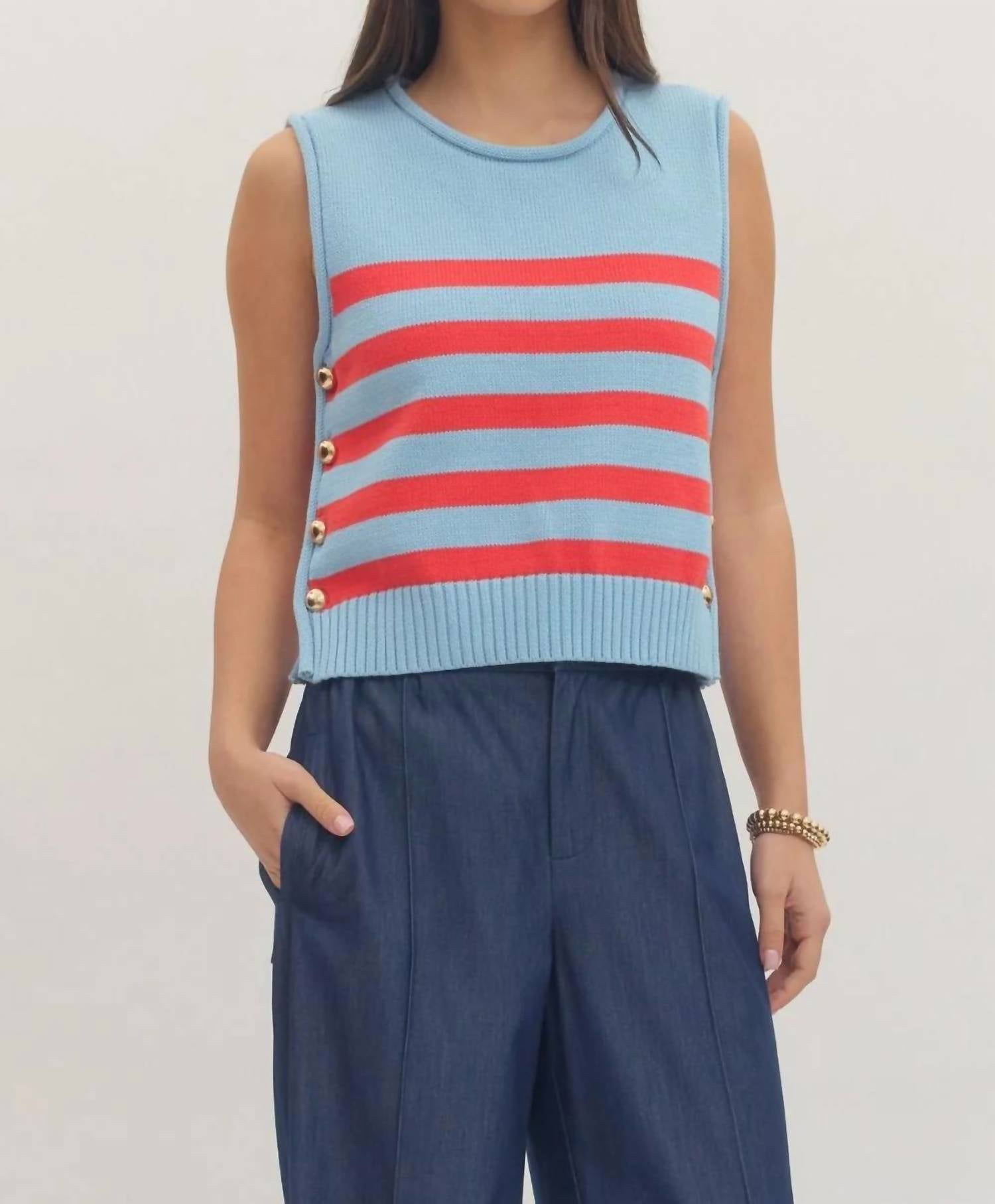 Entro - Stripe Crew Neck Sweater Vest