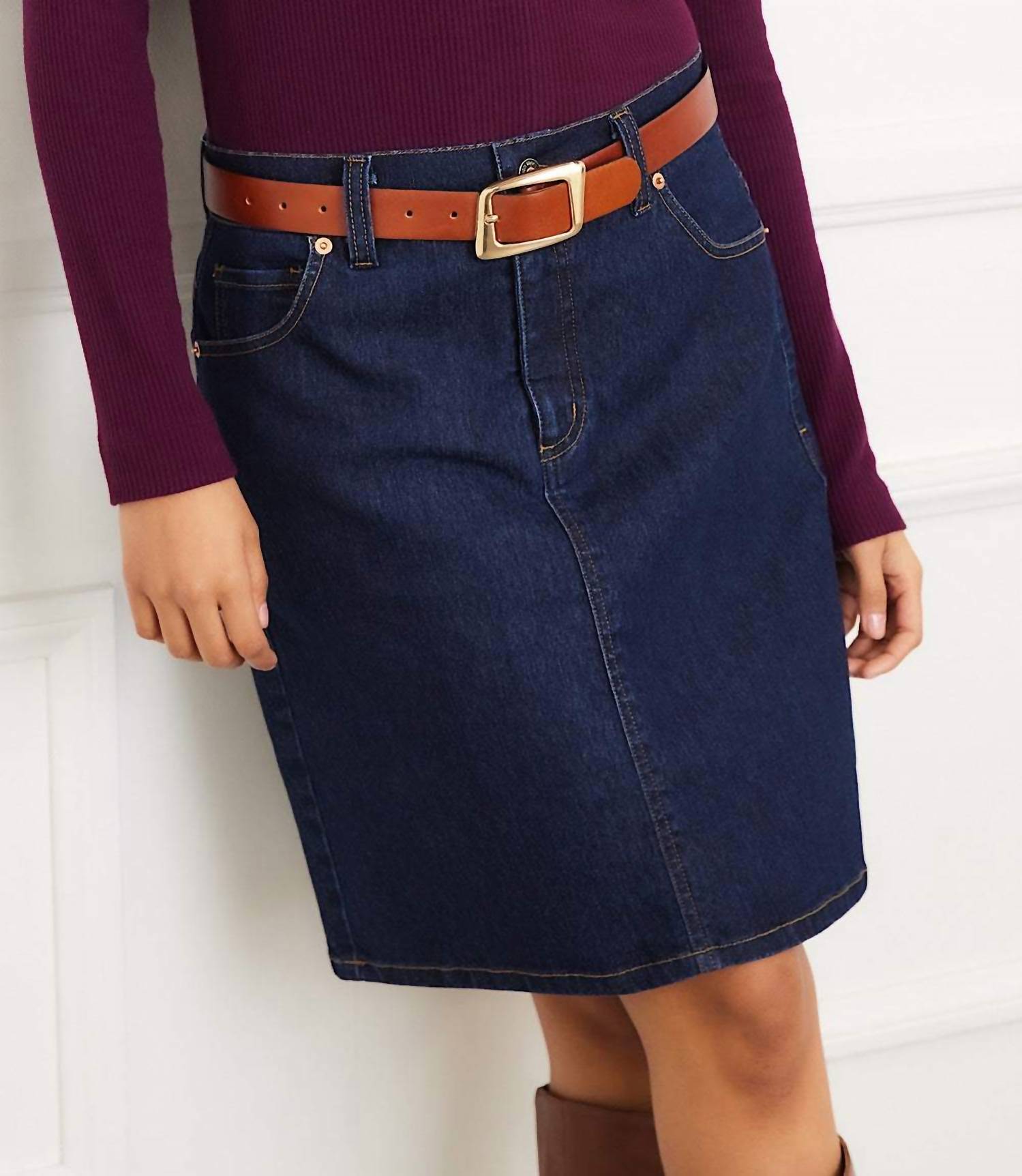 Karen Kane Denim Mini Short Skirt in indigo - women's skirt - view 7
