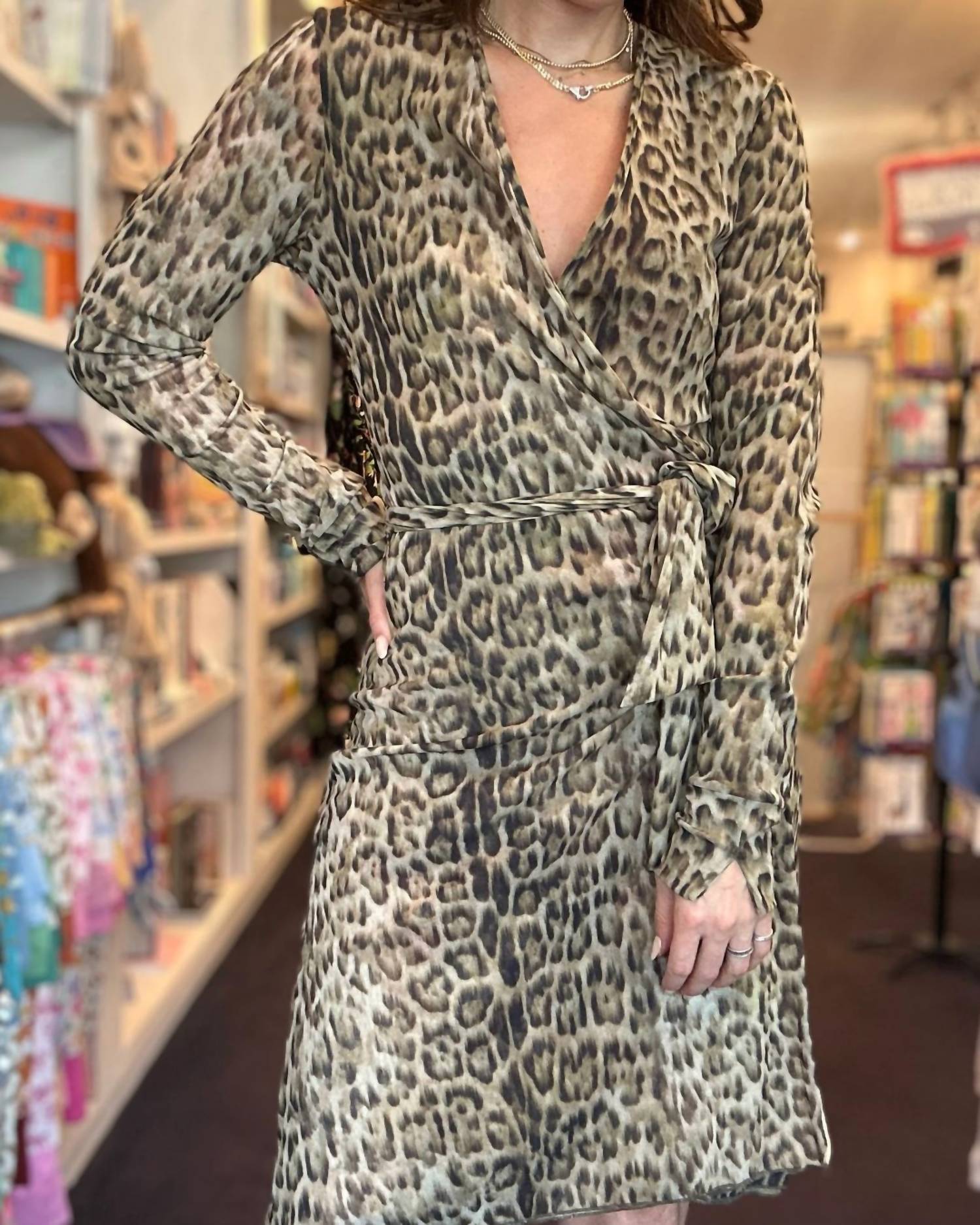 Petit Pois By Viviana G Reversible Wrap Dress in leopard - women's dress