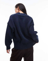 NIA Chia V-neck Sweater in navy - women's sweater - detail view