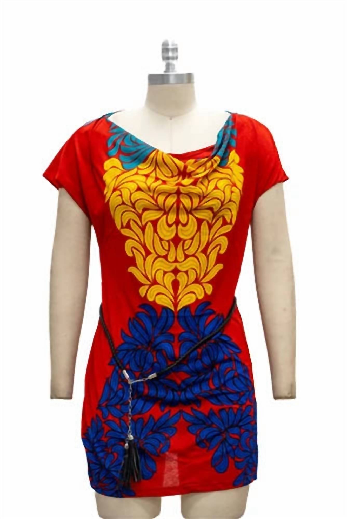 Paris Paris - Women's Belted Cowl Neck Tunic Top