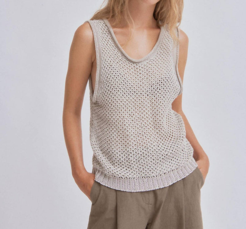 SAYAKA DAVIS Linen Knit Tank Top in sand - women's tank top