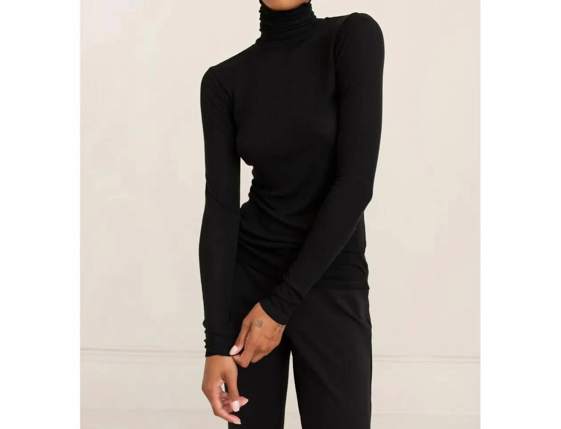 Paper Label Eva Turtleneck Top in black - women's sweater
