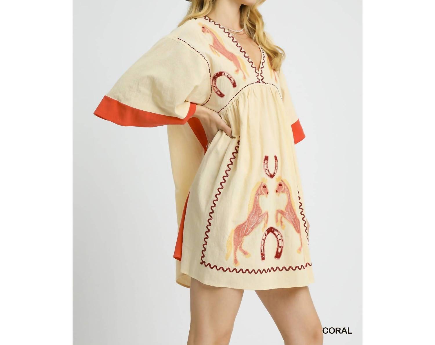 Style Usa - Western Horse Embroidered Dress